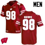 Men's Wisconsin Badgers NCAA #98 Kraig Howe Red Authentic Under Armour Stitched College Football Jersey HQ31I48FY